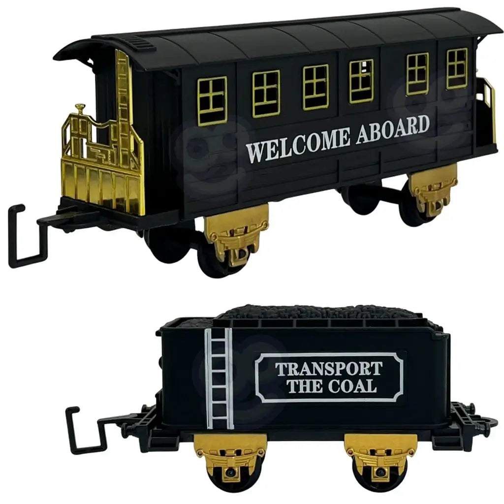 Treno elettrico WOOPIE con 29 accessori. La locomotiva emette suoni, luce e vapore acqueo. Pista di 460 cm, facile da montare. Ideale da 3 anni.3