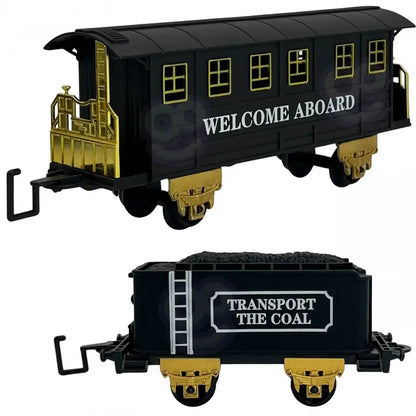 Treno elettrico WOOPIE con 29 accessori. La locomotiva emette suoni, luce e vapore acqueo. Pista di 460 cm, facile da montare. Ideale da 3 anni.3