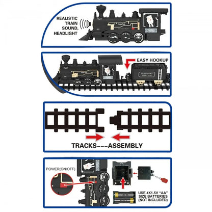 Treno elettrico WOOPIE con 29 accessori. La locomotiva emette suoni, luce e vapore acqueo. Pista di 460 cm, facile da montare. Ideale da 3 anni.4