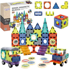 Blocchi magnetici 3D Woopie 71 pezzi per bambini dai 3 anni. Gioco educativo costruzioni magnetiche con auto