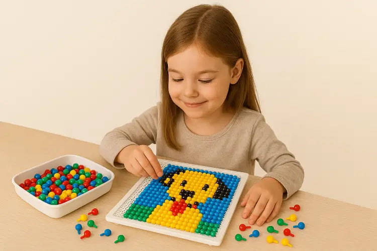 Chiodini colorati per bambini - crea mosaici divertenti e immagini creative