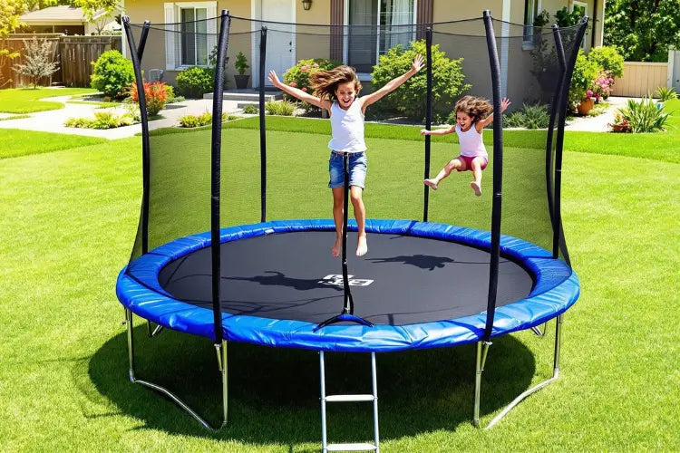 Trampolino elastico per bambini - con rete di protezione e tappetto per divertimento sicuro in giardino