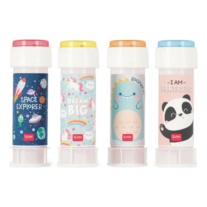 Flaconi bolle di sapone Legami da 60 ml con bacchetta, grafiche spazio, unicorni, dinosauro e panda assortite