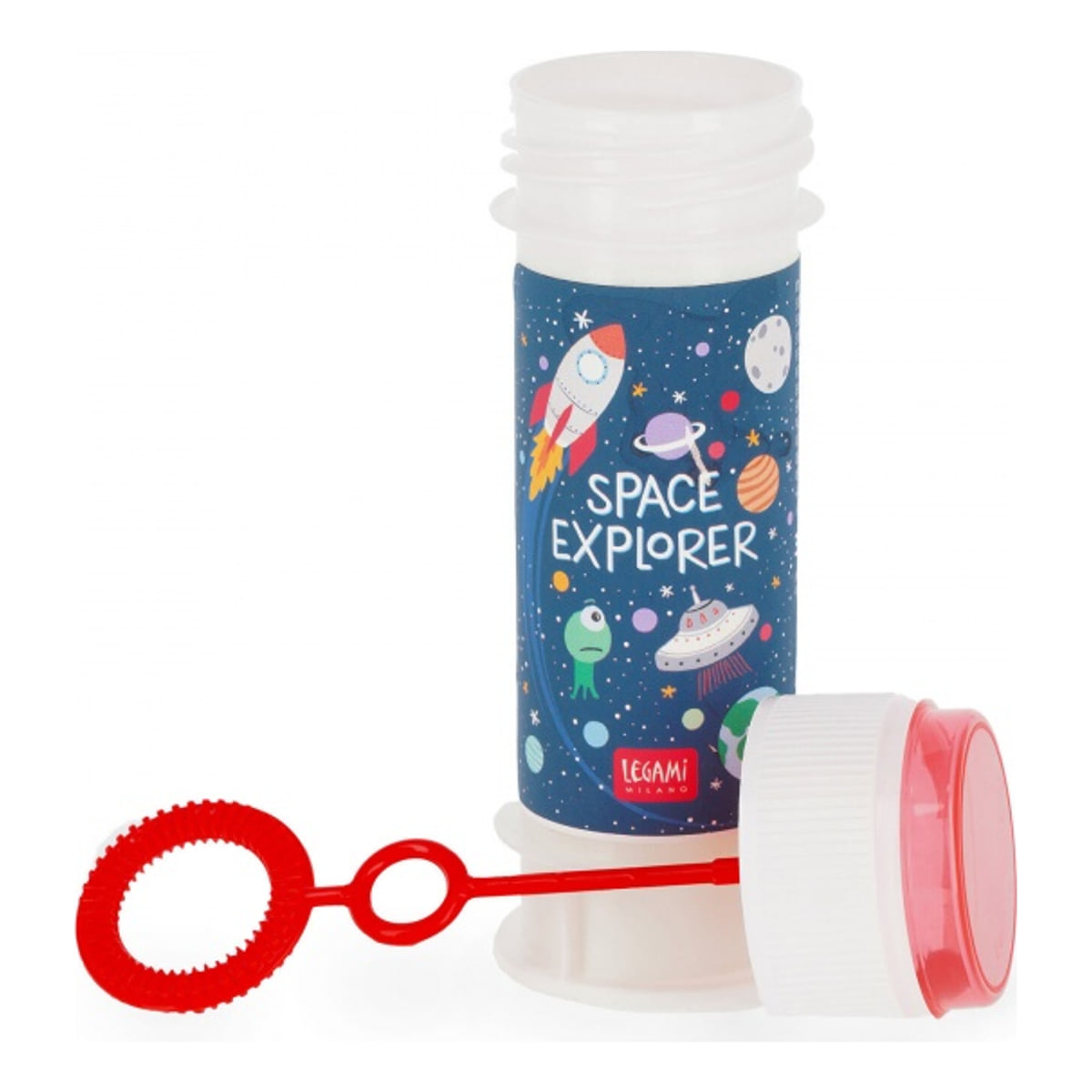 Flaconi bolle di sapone Legami da 60 ml con bacchetta, grafiche spazio, unicorni, dinosauro e panda assortite
