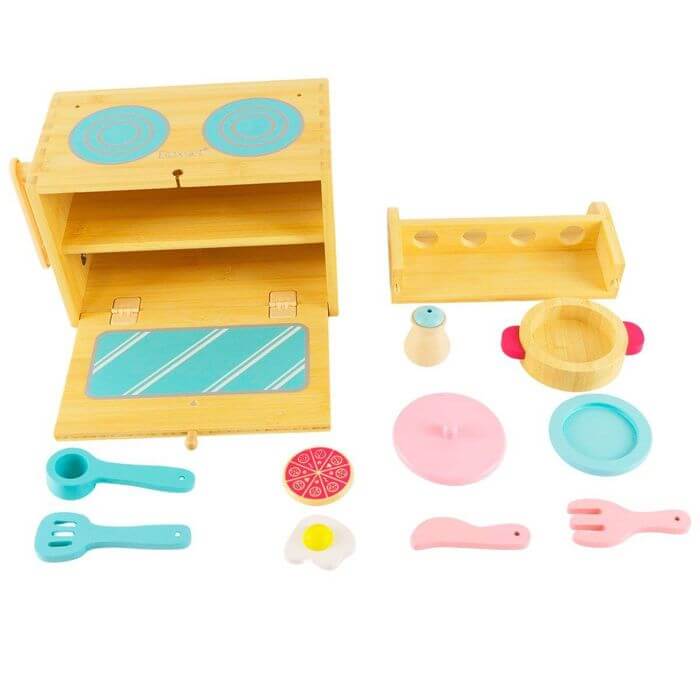 Cucina Giocattolo Portatile in Legno per Bambine - BabyLud
