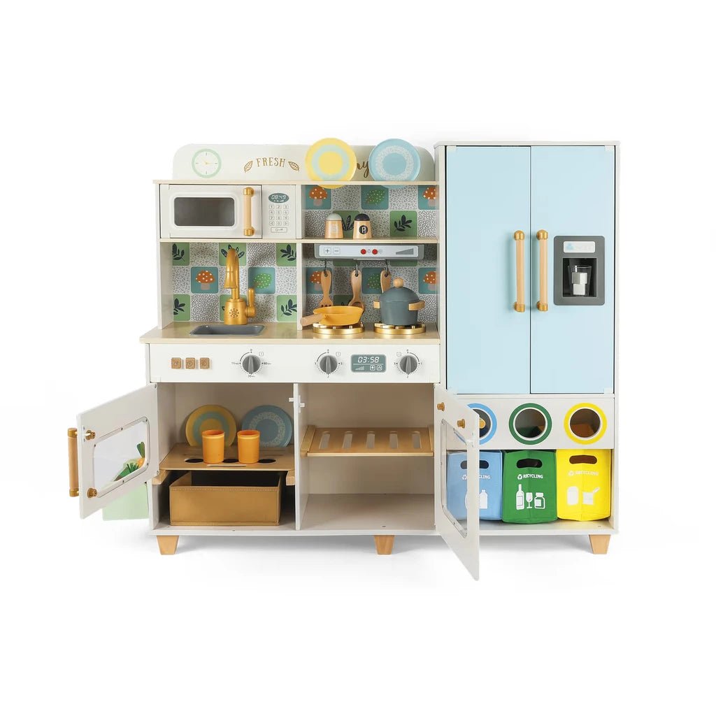 Cucina in Legno Interattiva Con Lavello Forno Frigorifero - BabyLud