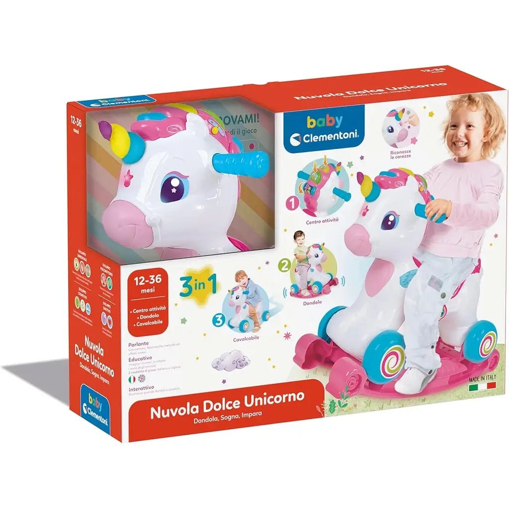 Dondolo Nuvola Dolce Unicorno 3 in 1 Cavalcabile - BabyLud