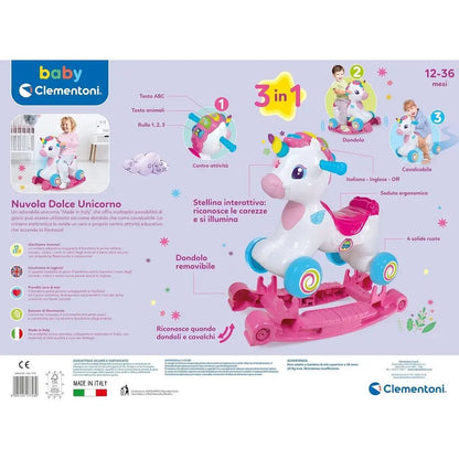 Dondolo Nuvola Dolce Unicorno 3 in 1 Cavalcabile - BabyLud