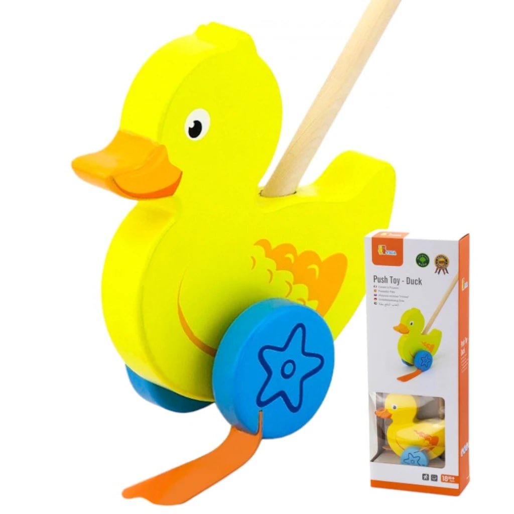 Giocattolo Anatra in Legno Spingi e Cammina - BabyLud