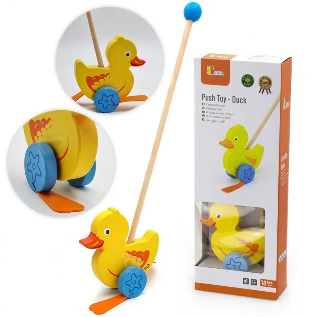 Giocattolo Anatra in Legno Spingi e Cammina - BabyLud