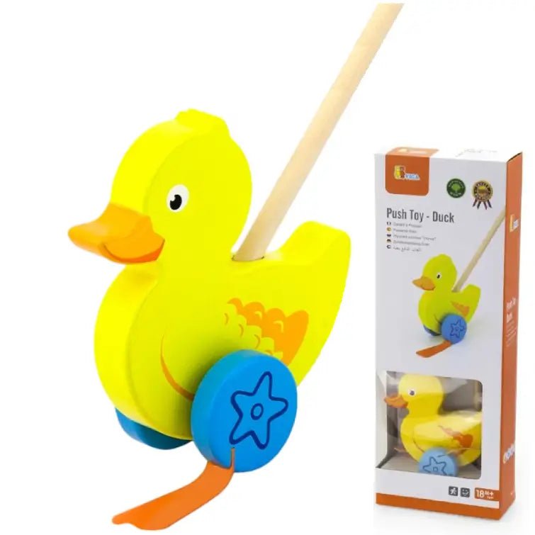 Giocattolo Anatra in Legno Spingi e Cammina - BabyLud