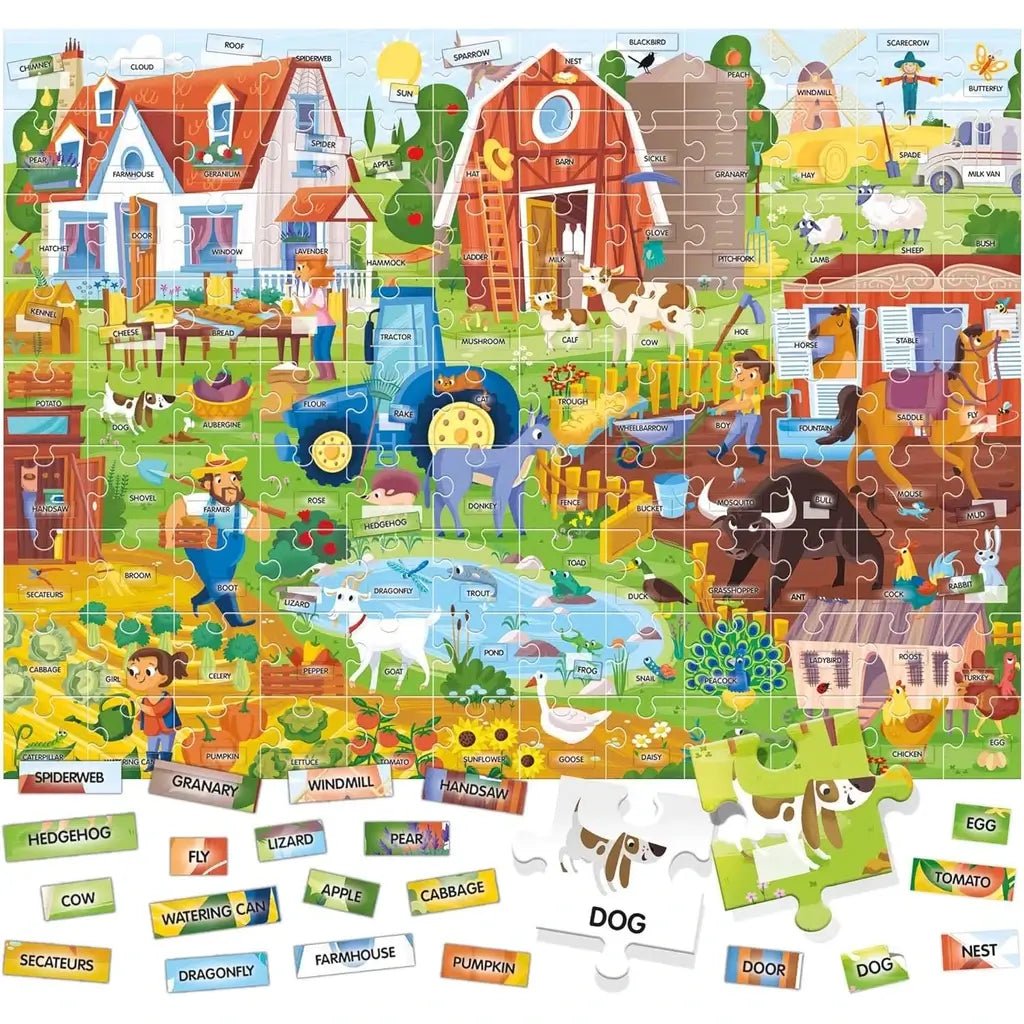 Headu Easy English 100 Words Farm Puzzle Gioco Educativo - BabyLud