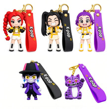 Portachiavi K-Pop Key Ring in PVC con cinturino in silicone, 5 personaggi assortiti tra cui idol girl e gatto, in busta sorpresa flowpack, espositore da 10 pz