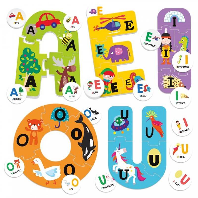 Le Allegre Vocali Lettere Puzzle Gioco Educativo IT25398 - BabyLud