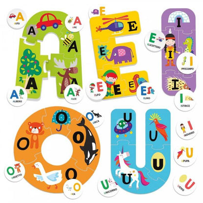 Le Allegre Vocali Lettere Puzzle Gioco Educativo IT25398 - BabyLud
