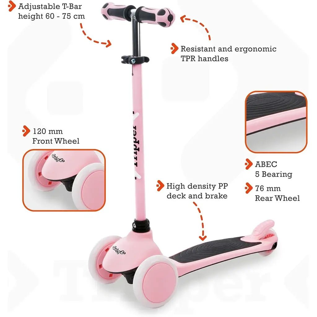 Monopattino On&Go Tripper 3 Ruote Rosa Regolabile - BabyLud