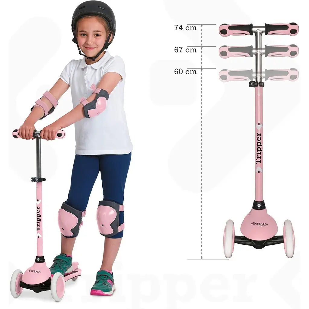 Monopattino On&Go Tripper 3 Ruote Rosa Regolabile - BabyLud