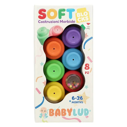 Morbidi Mattoncini Colorati per Bambini 6 - 36 Mesi con Sonaglio - BabyLud