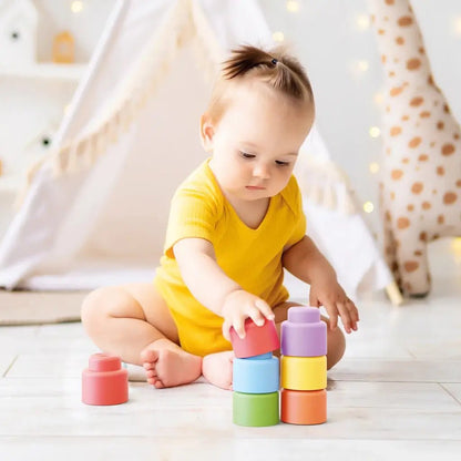 Morbidi Mattoncini Colorati per Bambini 6 - 36 Mesi con Sonaglio - BabyLud