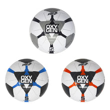 Pallone da calcio Sport One Oxygen misura 5 in tre varianti colore: grigio, blu e arancione su fondo bianco