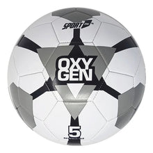 Pallone da calcio Sport One Oxygen misura 5 in tre varianti colore: grigio, blu e arancione su fondo bianco