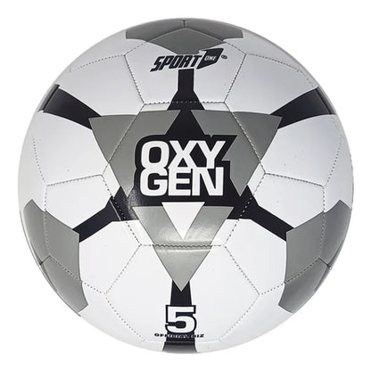 Pallone da calcio Sport One Oxygen misura 5 in tre varianti colore: grigio, blu e arancione su fondo bianco
