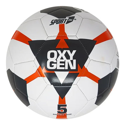 Pallone da calcio Sport One Oxygen misura 5 in tre varianti colore: grigio, blu e arancione su fondo bianco