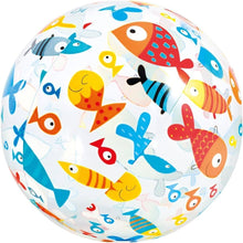 Tre varianti di pallone gonfiabile Intex 51 cm in vinile trasparente con grafiche assortite pesciolini animali marini mosaico e stelle marine colorate