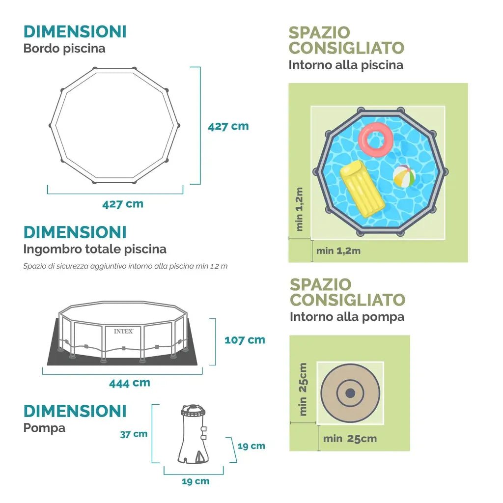 Piscina Fuori Terra Intex Prisma Frame 427x107 cm - BabyLud