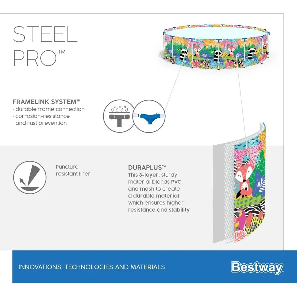 Piscina Steel Pro MAX 274x66 cm Grafica Animali - BabyLud