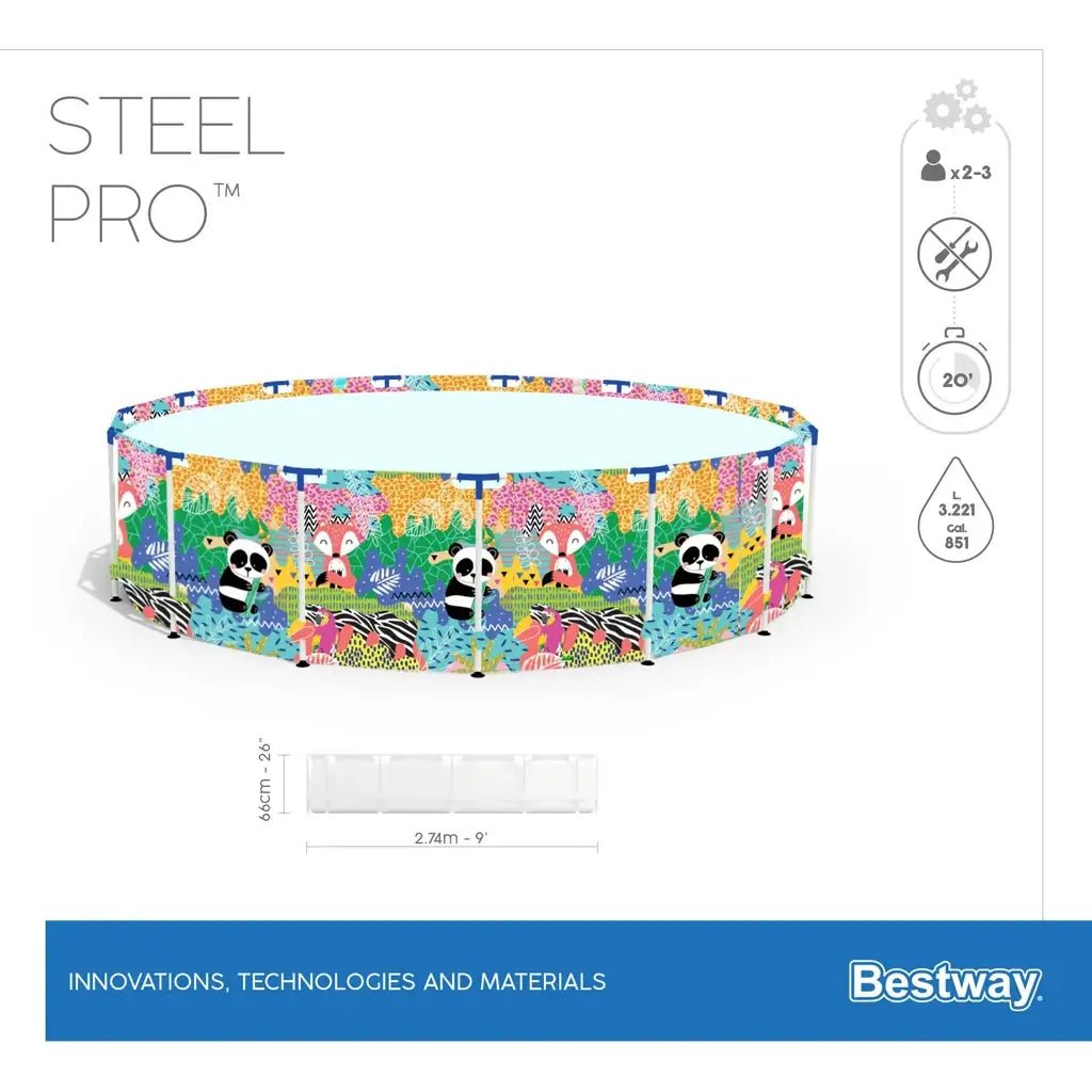 Piscina Steel Pro MAX 274x66 cm Grafica Animali - BabyLud