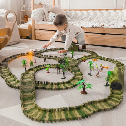 Pista con Dinosauri 240 Pezzi – Circuito Preistorico Con Auto - BabyLud