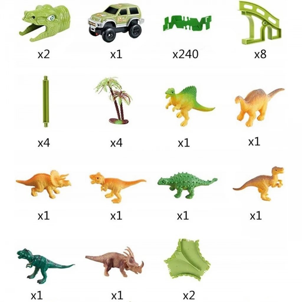 Pista con Dinosauri 240 Pezzi – Circuito Preistorico Con Auto - BabyLud
