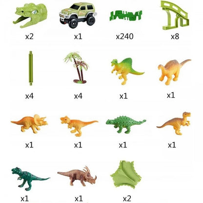 Pista con Dinosauri 240 Pezzi – Circuito Preistorico Con Auto - BabyLud