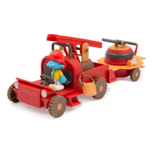 Playset camion dei pompieri dei Puffi rosso con figura Puffo, scala allungabile, rimorchio con barile e accessori inclusi