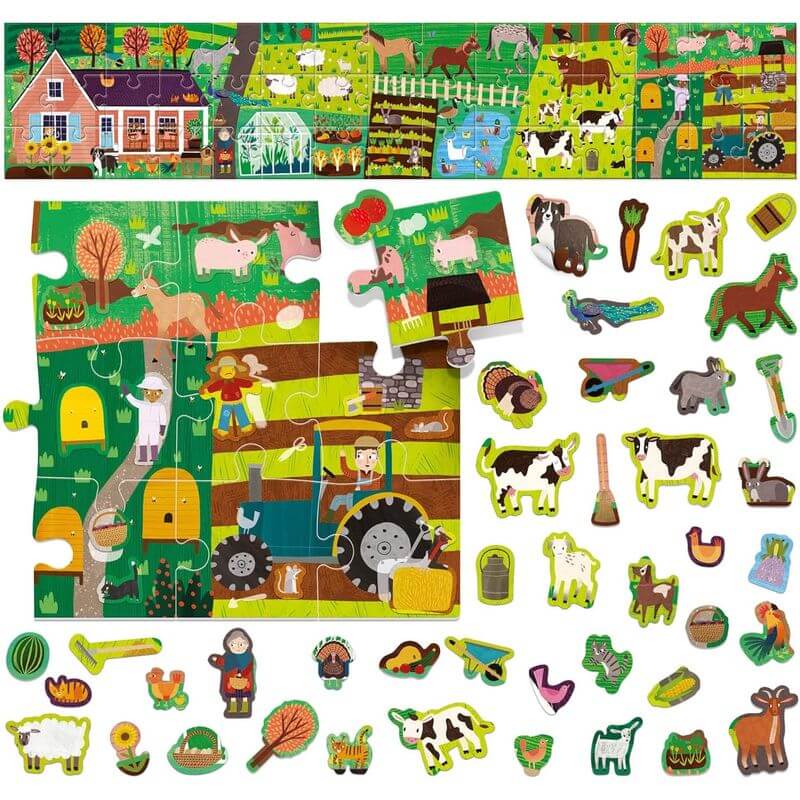 Puzzle Fattoria con 106 Stickers Headu MU24926 - BabyLud