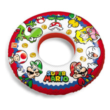 Salvagente gonfiabile a ciambella Super Mario con stampa di Mario, Luigi, Yoshi, Peach e Toad su sfondo rosso e bianco