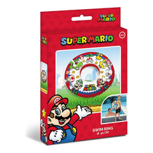 Salvagente gonfiabile a ciambella Super Mario con stampa di Mario, Luigi, Yoshi, Peach e Toad su sfondo rosso e bianco
