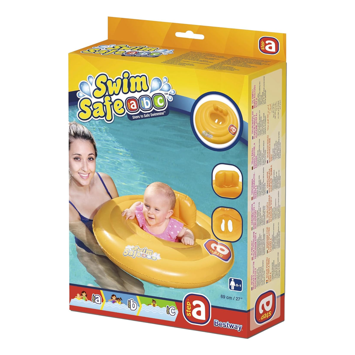 Salvagente mutanda gonfiabile giallo Bestway Swim Safe con seduta integrata per neonati, bambino in piscina