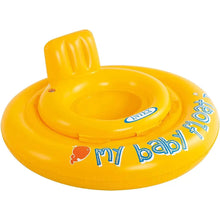 Salvagente gonfiabile Intex My Baby Float giallo 70 cm con sedile e schienale per neonati 6-12 mesi in vinile con 4 camere d'aria
