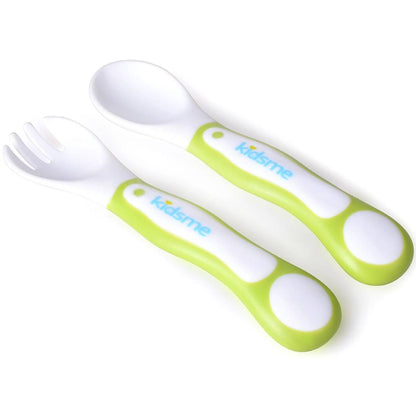 Set Cucchiaio e Forchetta Per Neonati Lime - BabyLud