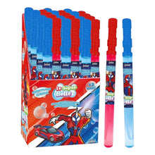 Spada bolle di sapone in plastica rosa e blu con grafica super hero, display espositore da banco Joko Le Super Bolle