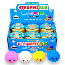 Squishy a forma di raviolo cinese kawaii in quattro colori assortiti rosa bianco giallo e blu, display espositore da 12 pezzi