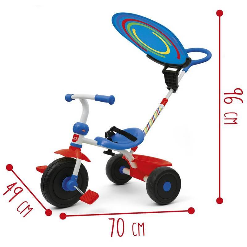Triciclo Triky Go Con Capote Parasole Per Bambini 15 Mesi - BabyLud