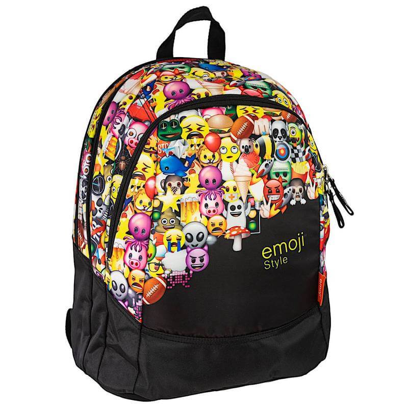 Zaino Scuola Emoji Nero 2 Scomparti - BabyLud
