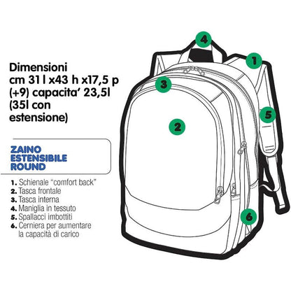 Zaino Scuola Estensibile GoPop Raptor Round - BabyLud